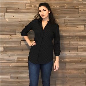 Black and White Striped Button Down Shirt